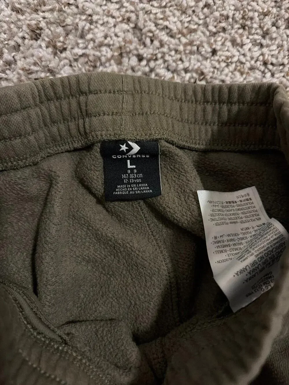 Converse Boys Cargo Sweatpants Large - Olive Green Comfort Casual